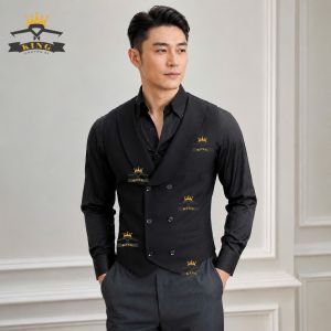 Áo Gile nam cổ vest KING caravat Ghile 2 hàng cúc 6 nút thiết kế độc đáo sang trọng lịch lãm style cổ điển cao cấp Z1-14