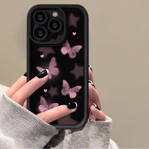 Phone Case Butterfly For iphone 11 12 13 14 15 16 17Pro Max Casing silicone xr xs Max 7 8 Plus 11Pro 13Plus lens protection