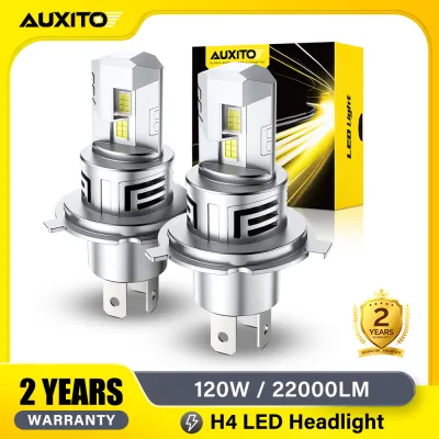 AUXITO ไฟหน้า H4 Led 2ชิ้นสำหรับรถยนต์6500K 9003แสงไฟขาวจัด HB2ทุกสภาพอากาศไฟหน้ารถ12V