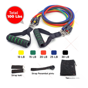 Resistance Band Premium Home Set Tali Tarik Karet Gym Yoga Fitness Alat Olahraga Chest Expander