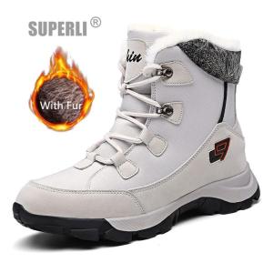 SUPERLI Women Boots Winter Boot Shoes for Men and Women Fur Inside Snow Shoes Waterproof Warm Mens Snow Boos
