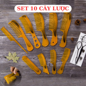 Set 10 Lược Răng Thưa Lược Răng Nhỏ Mẫu Mới Lược chải tóc cắt tóc tặng 2 dây luồn tóc lược không tích điện
