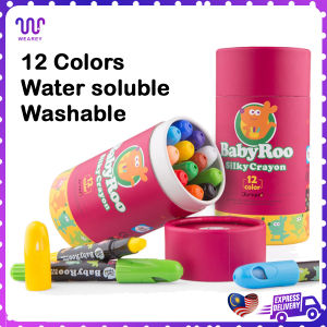 Kids (12 Colors) Washable & Non-Toxic Silky Crayon Rotating Pen Set Childrens Art Drawing Painting Coloring Graffiti Krayon Budak Boleh Dicuci & Selamat Lukis Seni Mew (Arnai
