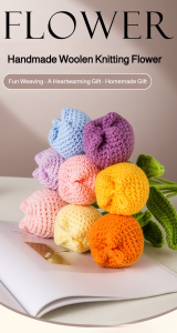 💕Handmade Wool💕Tulip Artificial Flowers for Home Decoration  Gradient Artificial Flowers Home Atmosphere Decoration Bouquet