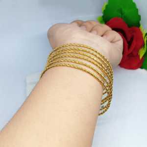 BISA DIBAYAR DITEMPAT GELANG KRONCONG TAMBANG DEWASA TITANIUM TEBAL ISI 6 PERHIASAN WANITA KOREA