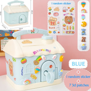 Pet Home-my Cartoon Piggy Bank Coin Bank With Lock Sticker Set Plastic Tabung Simpan Duit Kids Birthday Gift