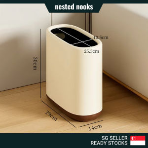 Slim Narrow Minimalist White Trash Bin Dustbin Plastic Rubbish Bin Garbage Waste Bin Thick Black Trash Bag