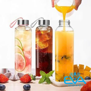 Bình Đựng Nước Thuỷ Tinh BN17 Nắp Có Dây Xách - 500ML Glass Water Bottle