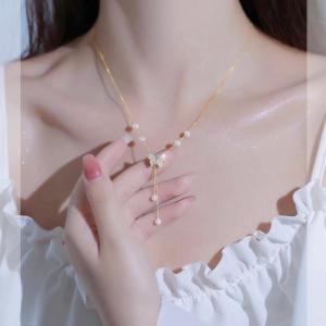 K57 (Beli 2 dapat bonus) COD Kalung kupu rumbai titanium best seller