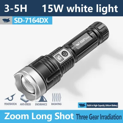SENTER LED SMILING SHARK SD-7164DX - ZOOM LASER - JARAK JAUH - CAHAYA TERANG - INDIKATOR DIGITAL - BISA PB - TYPE-C