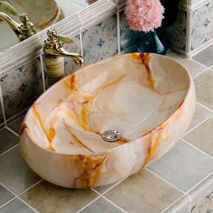 Chậu Lavabo Đặt Bàn Đá C14 KT 60x40x15 cm Kiểu Dáng Hiện Đại Men Sứ Cao Cấp Nung 3 Lớp Không Ố Vàng - Bảo Hành 10 Năm