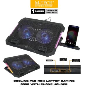 MTECH S900 Coolingpad RGB Cooling pad with phone holder Kipas Pendingin Laptop Gaming