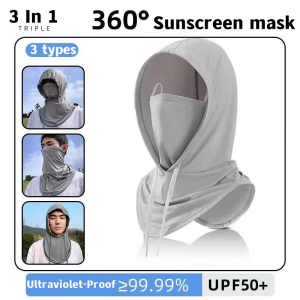 3 IN 1 Sun Protection hat Balaclava Full Face Men/Women UV Outdoor Sunscreen hat With Face Cover