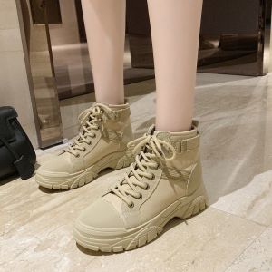 Fashion Ankle Boots women Canvas High Shoes Thick-Soled Female Students Short Boots