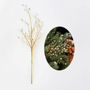 JPTD Sticky Powder Christmas Glitter Stems Gemstone Five-pointed Star Christmas Golden Decoration Golden Holiday Atmosphere Lifelike Glitter Berry Stems Atmosphere Scene