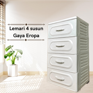 Lemari Laci Anak Karakter Lucu 5 & 4 Susun Putih Minimalis dengan Kunci Penyimpanan Baju Bayi Portable