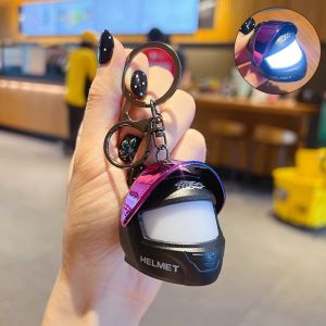 NOBLELYN Realistic Light-up Helmet Keychain Cool Gradient Helmet Bag Charm Unique Multifunctional Mini Night Light Pendant Key/Backpack Decor