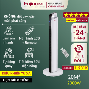 Máy sưởi gốm FH2000 Nhập Khẩu không khô da điều khiển từ xa FUJIHOME quạt sưởi tiết kiệm điện heater mini