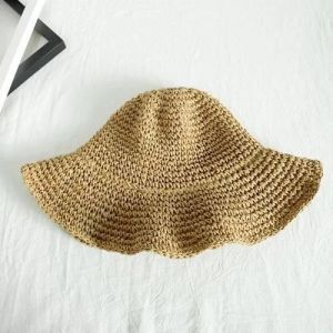 Fashion Beach Hat Bucket Pocketable Sunscreen Summer Protection Khaki Beige Wide Brim LE