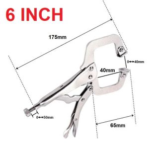 Kềm Bấm Chết Hàm Chữ C Size 6 Inch Cỡ 17cm Mũi Có Đệm Xoay Dùng Kẹp Dụng Cụ Có Thể Điều Chỉnh Giữ Chắc Chắn