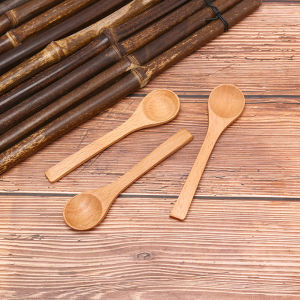 [Energetic] 1X Wooden Round Bamboo Spoon Soup Tea Coffee Salt Spoon Kitchen Tools Cutlery