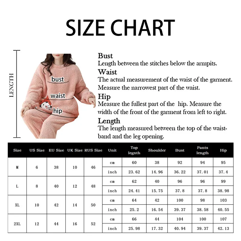 Woman Fuzzy Fleece Pajamas Sets Solid Plush Sweatsuits Outfit 2