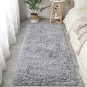 【In-Demand Item】 Solid Nordic Fluffy Carpet White Soft Carpet Area Rug Anti Slip Mat for Bedroom and Living Room Home Decor