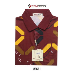 Kaos Kerah Pria Semboss Lengan Pendek Bahan Katun Adem Berkantong 3681