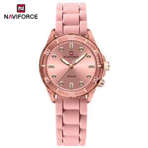NAVIFORCE Original Quartz Watch for Women Girls Plastic Case Silicone Strap Waterproof 50m Level Luminous Pointer Lightweight Casual Outdoor Womens Watch NF7115