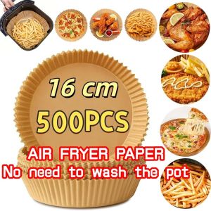 [COD] 500pcs Air Fryer Parchment Paper Liners Non-Stick Disposable Paper Tray Barbecue Plate Food Oven Kitchen Round Baking Paper