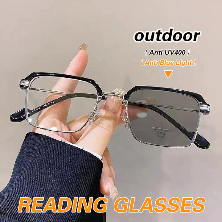 +100 +400 Photochromic Reading Glasses for Men Fashion Eyewear Anti Blue  Light Presbyopic Glasses Hyperopia Glasses With Grade