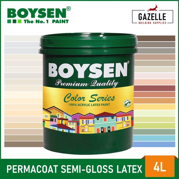 Boysen Color Series Permacoat Semi-Gloss Acrylic Latex Paint 4L 10 ...