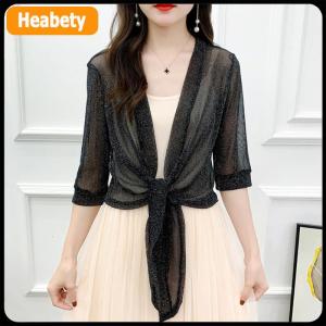 【2-3 days delivery】 Stylish Jacket Cardigan Half Sleeve Front Lace-up Coat Ladies Thin Sunscreen Short Jacket