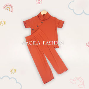 AQILA - Setelan Anak Perempuan Mikayla Ruffle Knit Tee Rib I Baju Atasan Oneset Anak Perempuan Bahan Rib Knit