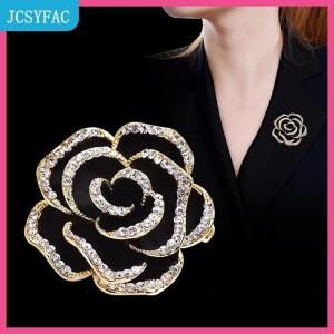 JCSYFAC 1PC rhinestone hoa trà hoa trâm cài cho phụ nữ men pin đồ trang sức thời trang