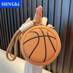 SHNGki Mới Phim Hoạt Hình Lưu Trữ Túi Bóng Rổ Bóng Đá Keychain Đồng Xu Ví Bóng Chuyền Bóng Chày Vòng Chìa Khóa Ví Tai Nghe Trường Hợp