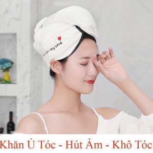 Khăn ủ tóc khăn quấn tóc siêu thấm tặng kèm túi zip đựng