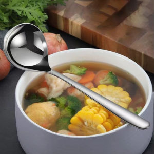 GG ช้อนซุปสแตนเลสช้อนขนาดใหญ่สไตล์เกาหลีช้อนที่จับยาวสำหรับดื่มซุปข้าวต้มร้านอาหารช้อนร้อน