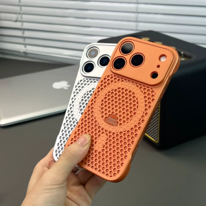 Frameless Honeycomb Holes Heat Dissipation Case for iPhone 17 16 15 14 13 12 Pro Max For Magsafe Wireless Charging Cooling Cover
