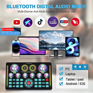 PUCUK TaffSTUDIO Mixer Audio External Sound Card Phantom Power 48V Live streaming podcast karaoke Q7