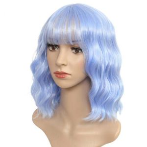 Cross-border wig European and American womens fashion chemical fiber headgear Qi bangs short curly hair water ripple