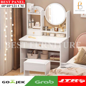 BEST LUNA Meja Rias Kaca Meja Rias Putih Minimalis