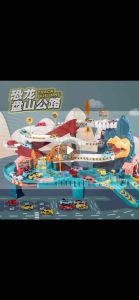 Kids Dinosaur Parking Lot and Car Race Track Toy Set Car Break through Adventure Garage for Children