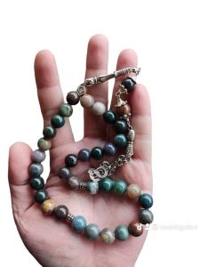 Tasbih Akik Hijau Forest 8mm/10mm original Mesir (Forest Green Agate Stone Beads)
