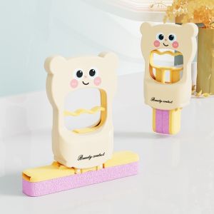 ROLL Cartoon Bear Foldable Desktop Mop Wet Dry Use on Mini Desktop Lazy Small Mops  Table Wiping Tool Absorbent Sponge Mop