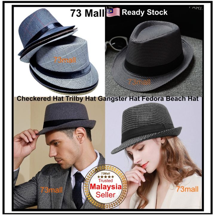 73Mall🇲🇾] Topi Fedora Men Women Panama Hat Jazz Hat Trilby Hat Beach Hat  Theme Gatsby Gangster Style Costume Party