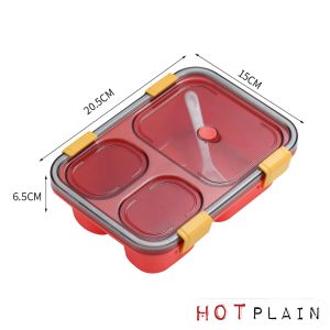 Kotak Makan Anti Bocor 3/4 grid Sekat Lunch Box free sendok TTB8815