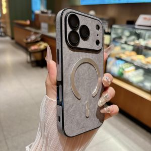 Shockproof TPU Magnetic For Magsafe Case For iPhone 17 16 15 14 13 Pro Max Plus Wrinkle Texture Lens Protector Bumper Soft Cover