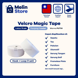 [Packing per meter] Velcro Perekat / Magic Tape - Lebar 11 cm Panjang 1 meter 1 SET - Warna Putih