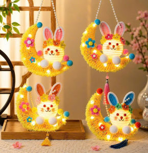 Lồng Đèn Kẽm Nhung DIY Thỏ Trung Thu Có Đèn LED – Bộ Tự Làm Handmade Cho Bé Vui Đêm Hội Trăng Rằm